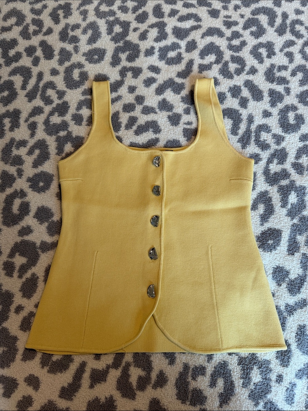 Zara Mustard Yellow Sleeveless Button-Front Tank